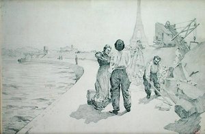 Widok na brzeg Sekwany, Paryż autorstwa Jules Ernest Renoux