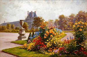Ogrody Tuileries, Paryż (akwarela i farba do ciała na papierze)