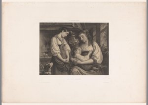 Matka z rannym dzieckiem na kolanach Le petit blessé (tytuł na obiekcie) Artyści szwajcarscy (tytuł serii) Les artistes Suisses (tytuł serii na obiekcie) autorstwa Jules Hébert
