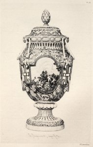 Historia sztuki ceramicznej: Opisowe i filozoficzne studium ceramiki wszystkich wieków i narodów: Francja: Sèvres- Miękka Porcelana- Waza, Upamiętniająca Bitwę pod Fontenoy (Płyta XI)