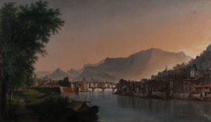Widok Grenoble w XIX wieku (olej na płótnie) autorstwa Jules Jean Baptiste Guedy