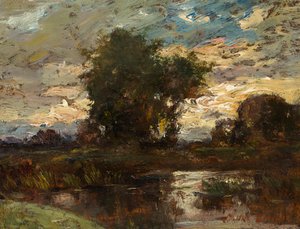Wieczorne niebo nad stojącą wodą autorstwa Jules Louis Dupré