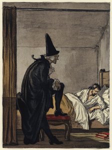 Ilustracja do pamiętników Casanovy (kolorowa litografia) autorstwa Jules Marie Auguste Leroux