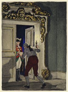 Ilustracja do pamiętników Casanovy (kolorowa litografia) autorstwa Jules Marie Auguste Leroux