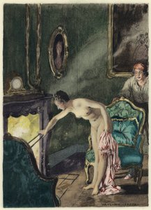 Ilustracja do pamiętników Casanovy (kolorowa litografia) autorstwa Jules Marie Auguste Leroux