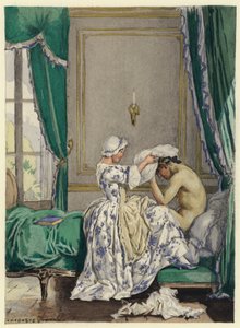 Ilustracja do pamiętników Casanovy (kolorowa litografia)