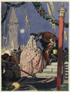 Ilustracja do pamiętników Casanovy (kolorowa litografia) autorstwa Jules Marie Auguste Leroux
