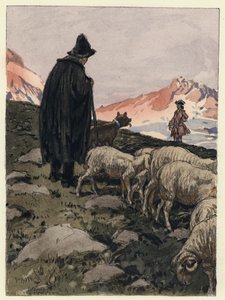Ilustracja do pamiętników Casanovy (kolorowa litografia) autorstwa Jules Marie Auguste Leroux