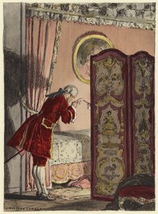 Ilustracja do pamiętników Casanovy (kolorowa litografia) autorstwa Jules Marie Auguste Leroux