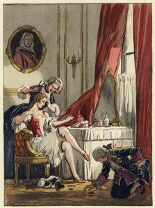 Ilustracja do pamiętników Casanovy (kolorowa litografia) autorstwa Jules Marie Auguste Leroux