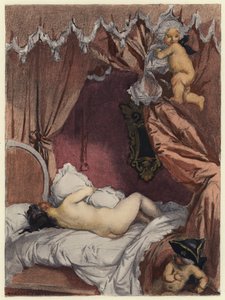 Ilustracja do pamiętników Casanovy (kolorowa litografia) autorstwa Jules Marie Auguste Leroux