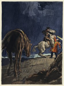Ilustracja do pamiętników Casanovy (kolorowa litografia) autorstwa Jules Marie Auguste Leroux