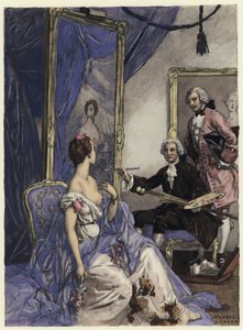 Ilustracja do pamiętników Casanovy (kolorowa litografia)