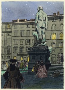 Ilustracja do pamiętników Casanovy (kolorowa litografia) autorstwa Jules Marie Auguste Leroux