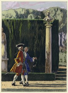 Ilustracja do pamiętników Casanovy (kolorowa litografia) autorstwa Jules Marie Auguste Leroux