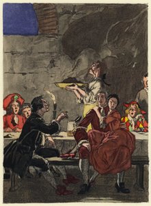 Ilustracja do pamiętników Casanovy (kolorowa litografia) autorstwa Jules Marie Auguste Leroux
