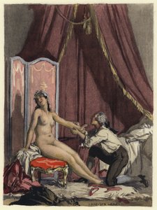 Ilustracja do pamiętników Casanovy (kolorowa litografia) autorstwa Jules Marie Auguste Leroux