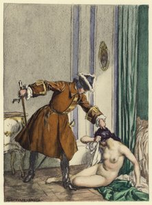 Ilustracja do pamiętników Casanovy (kolorowa litografia)