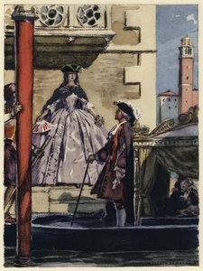 Ilustracja do pamiętników Casanovy (kolorowa litografia) autorstwa Jules Marie Auguste Leroux
