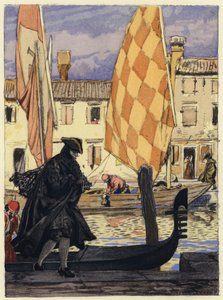 Ilustracja do pamiętników Casanovy (kolorowa litografia) autorstwa Jules Marie Auguste Leroux