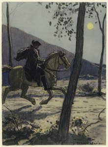 Ilustracja do pamiętników Casanovy (kolorowa litografia) autorstwa Jules Marie Auguste Leroux