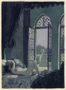 Ilustracja do pamiętników Casanovy (kolorowa litografia) autorstwa Jules Marie Auguste Leroux