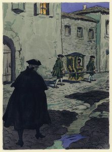 Ilustracja do pamiętników Casanovy (kolorowa litografia) autorstwa Jules Marie Auguste Leroux