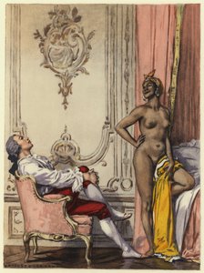Ilustracja do pamiętników Casanovy (kolorowa litografia) autorstwa Jules Marie Auguste Leroux