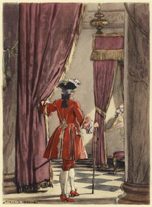 Ilustracja do pamiętników Casanovy (kolorowa litografia) autorstwa Jules Marie Auguste Leroux