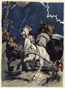 Ilustracja do pamiętników Casanovy (kolorowa litografia) autorstwa Jules Marie Auguste Leroux