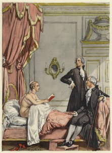 Ilustracja do pamiętników Casanovy (kolorowa litografia) autorstwa Jules Marie Auguste Leroux