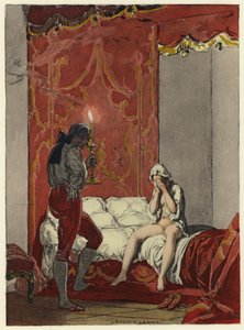 Ilustracja do pamiętników Casanovy (kolorowa litografia) autorstwa Jules Marie Auguste Leroux