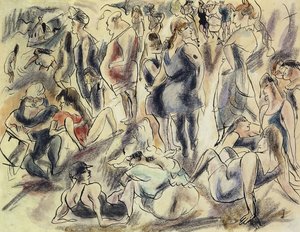 Amerykańska plaża; Plage amerykański, ok. 1917 r. autorstwa Jules Pascin