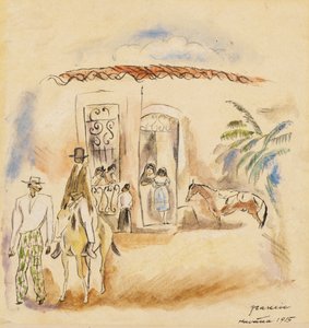 Pejzaż z postaciami, Hawana, 1915 (wc na papierze) autorstwa Jules Pascin