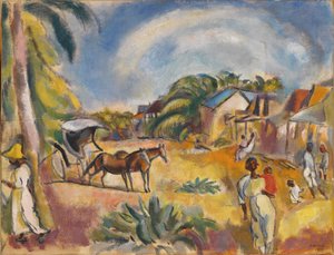 Krajobraz z postaciami i karetą autorstwa Jules Pascin