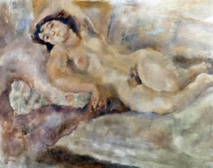 Manolita Rozciągnięta naga kobieta. Obraz Julesa Pascina (1885-1930) 1929 Paryż. Miejskie Muzeum Sztuki Nowoczesnej