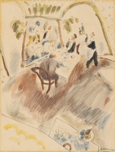 Jadalnia dla dwóch mężczyzn (wc na papierze) autorstwa Jules Pascin