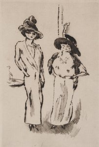 Dwie kobiety na balu, ok. 1910 (akwaforta) autorstwa Jules Pascin