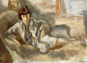 Kobieta na kanapie; La Dame au Canape, ok. 1927 r. autorstwa Jules Pascin