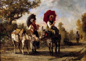 La promenada osioł Obraz Julesa Veyrassata (1828-1893) XIX w. Ze zbiorów prywatnych