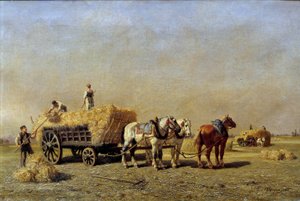 Fragment obrazu Żniwiarzy autorstwa Julesa Veyrassata (1828-1893) XIX-wieczne Muzeum Sztuk Pięknych w Reims