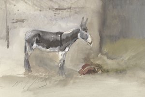 Osioł w stajni autorstwa Jules baron Finot