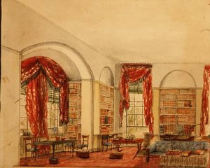 Widok z boku biblioteki w Aynhoe autorstwa Julia Cartwright