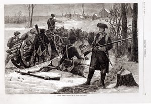 Scena zimowa w obozie armii kontynentalnej w Valley Forge, Pensylwania, 1780, z „Harper