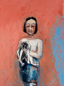 Dziewczyna z kotem, 2000 (olej na płótnie)