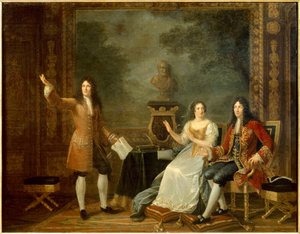 Jean Racine (1639-1699) czytający „Athalie” przed Ludwikiem XIV (1638-1715) i Francoise d