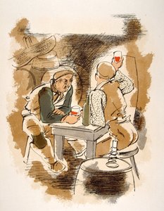 Humorous Wine Illustration 1946.Illustration autorstwa Julien Pavil