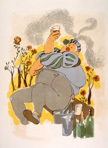 Humorous Wine Illustration 1946.Illustration autorstwa Julien Pavil