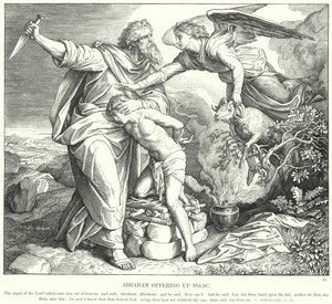 Abraham ofiarowujący Izaaka (rycina) autorstwa Julius (after) Schnorr von Carolsfeld