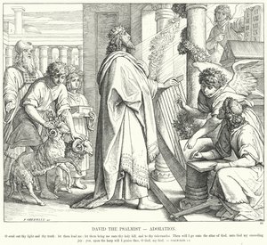 Dawid Psalmista, Adoracja (rycina) autorstwa Julius (after) Schnorr von Carolsfeld